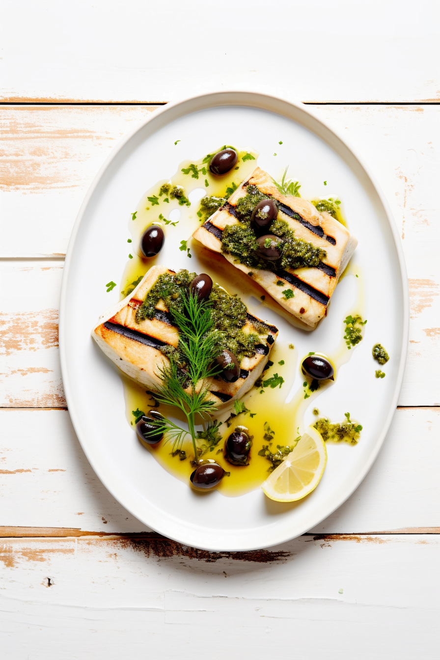 Grilled Swordfish With Olive And Caper Salsa Verde Cooking Mediterranean