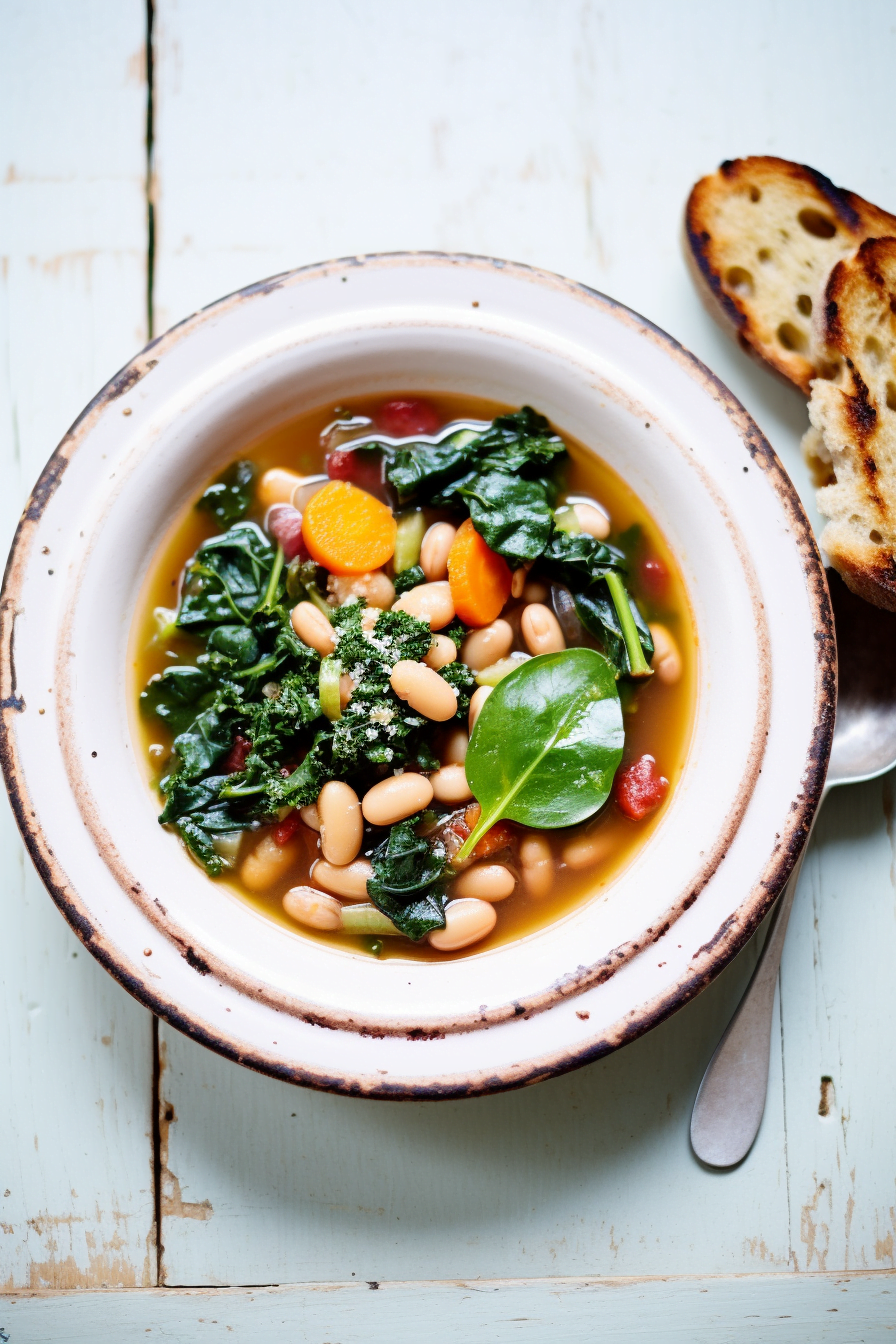 Corsican Minestra Soup with Beans and Greens - Cooking Mediterranean