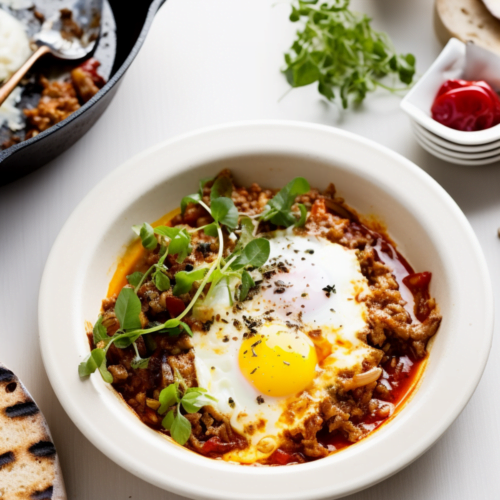 BBQ Pulled Pork Shakshuka with Cornbread Crumble_001