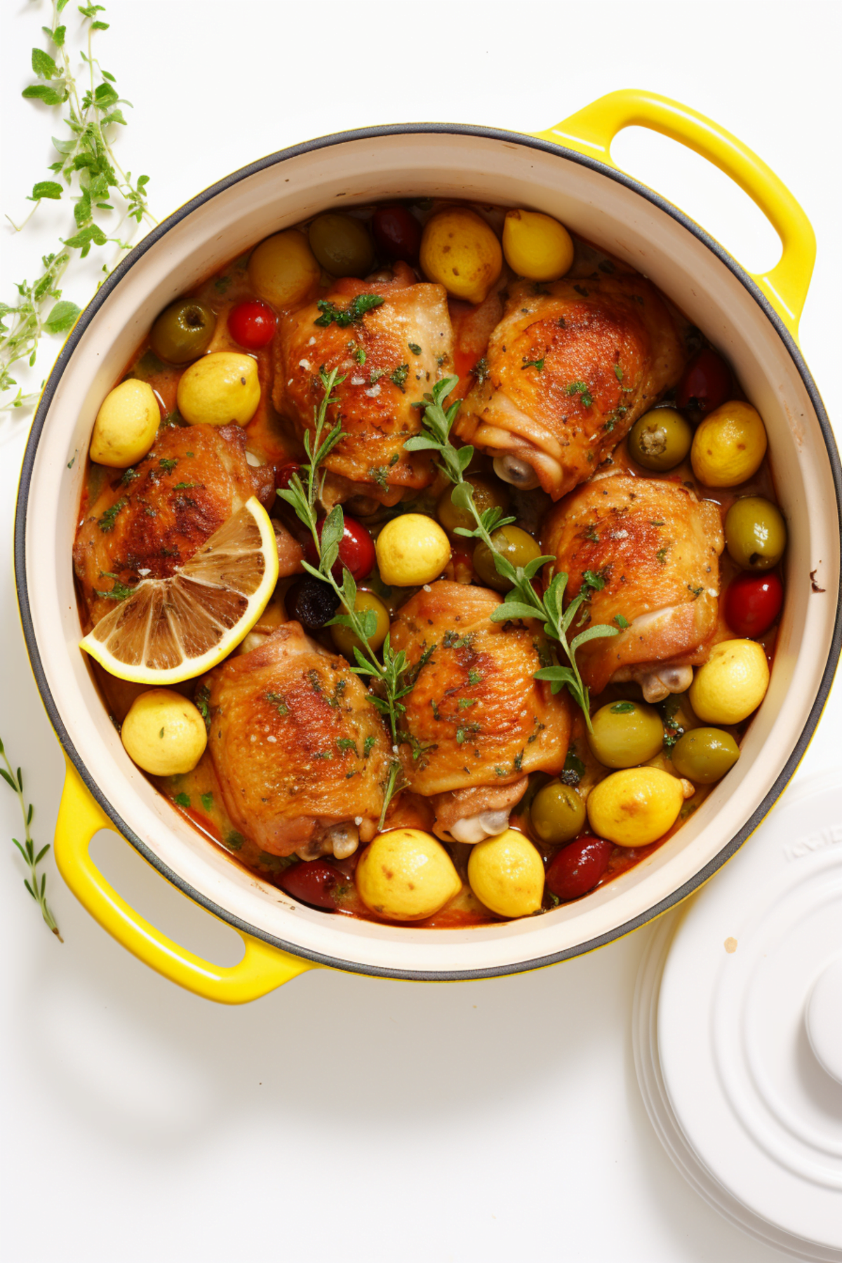 Spanish Style Braised Chicken Thighs with Olives and White Wine