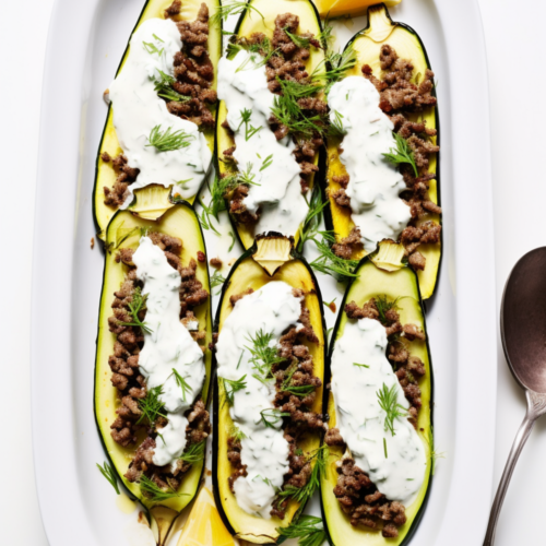 Syrian Stuffed Zucchini (Kousa Mahshi) with Yogurt Sauce_001