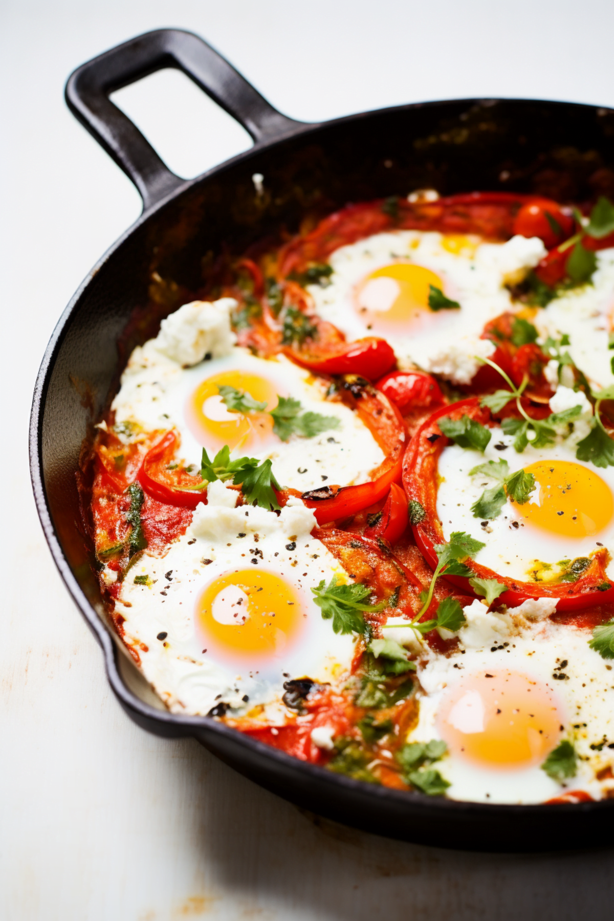 Tomato and Roasted Red Pepper Shakshuka - Cooking Mediterranean