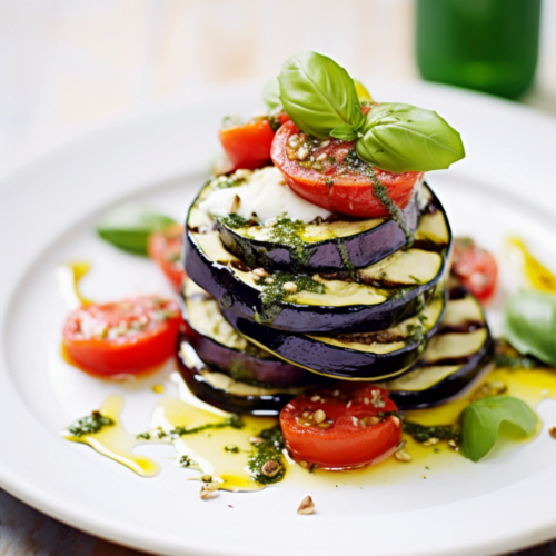 Grilled Zucchini and Eggplant Stack with Basil Pesto_001