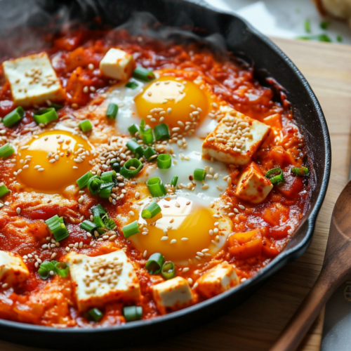 Korean Kimchi Shakshuka with Gochujang and Tofu_001