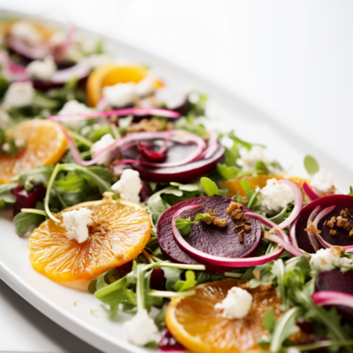 Roasted Beet and Citrus Salad with Pistachio Crusted Goat Cheese_001