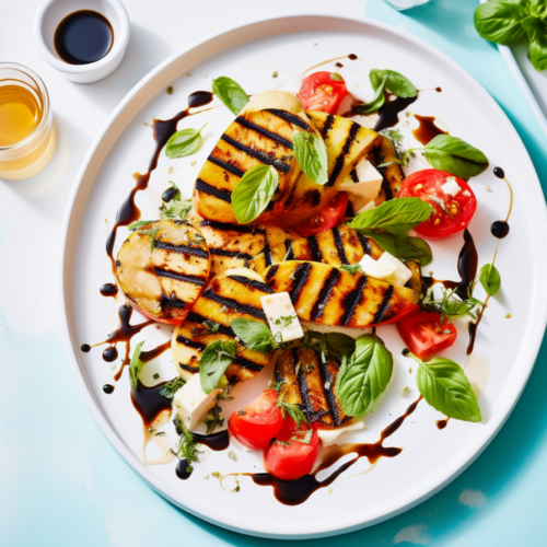 Seared Halloumi with Watermelon, Basil, and Balsamic Reduction_001