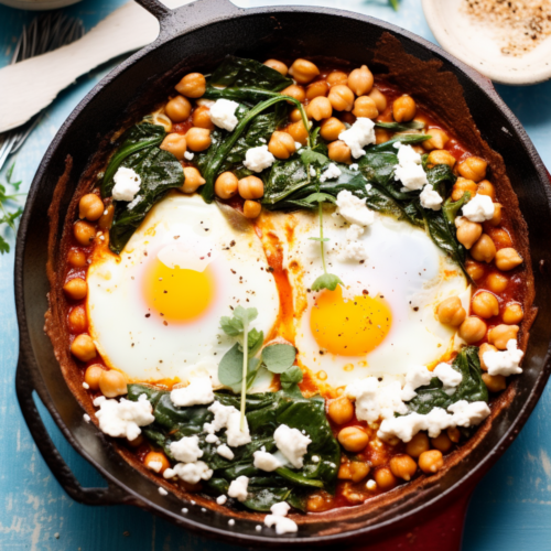 Spanish Baked Eggs with Spinach and Chickpeas_001