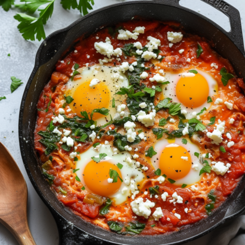 Israeli Shakshuka with Feta and Spinach_001